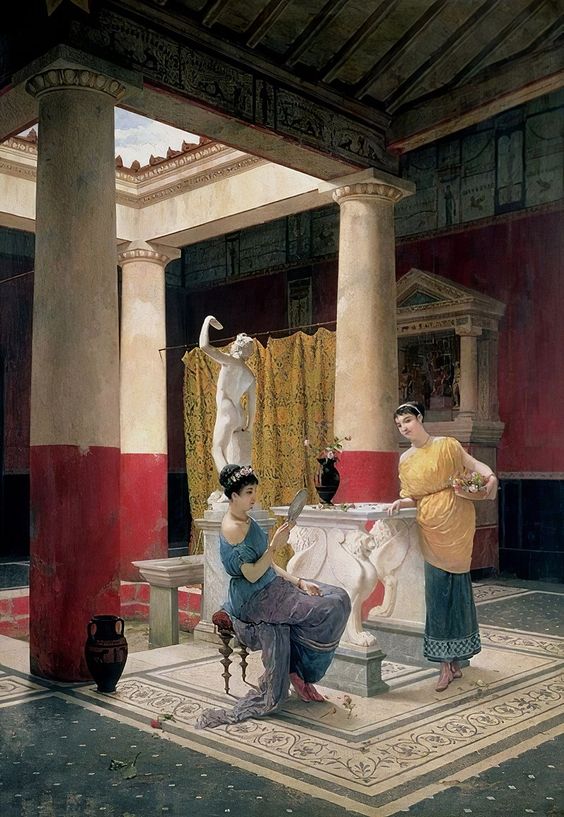 Detalhe de átrio em Pompeia Mulheres em um átrio