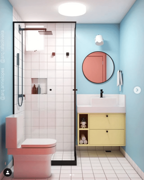 36 ideias de banheiros coloridos para você se inspirar